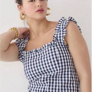 J. Crew Blue and White Gingham Top